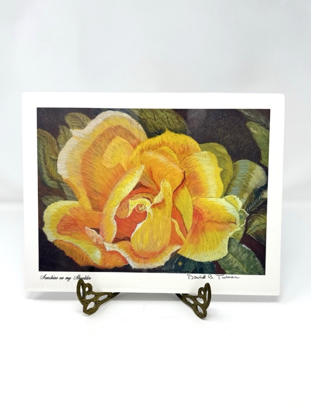 "Sunshine on my Shoulder" Yellow Rose Signed David B. Turner Floral Art Print